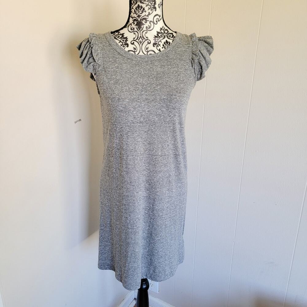 Current/Elliott Grey Frilled Cap Sleeve Mino Tee Shirt Dress